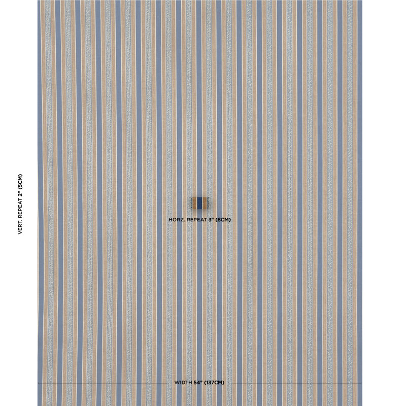 Auguste Stripe Fabric, Marine/Cognac