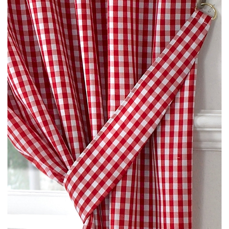 Rosas Classic Gingham Kitchen Curtains, Red, 117cm W x 122cm L