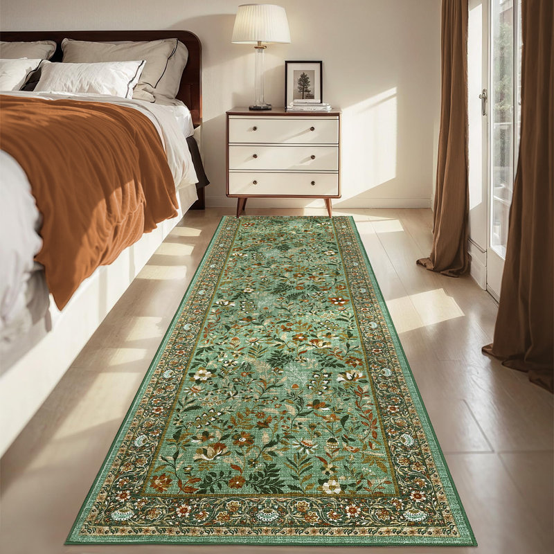 Tapis lavable à la machine Botanical Flora, Tapis de couloir 2 pi x 6 pi