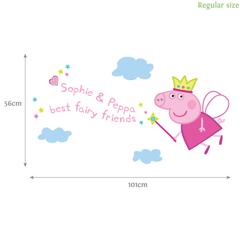 Personalized Peppa Pig Wall Sticker, 126cm H x 35cm W, Yes
