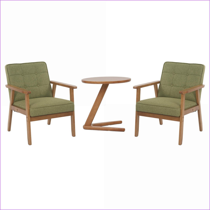 Ensemble de chaises de loisirs modernes et minimalistes - 2 chaises + 1 table basse avec accoudoirs épais pour le salon et la chambre d'étude | Tissu | Repose-pieds