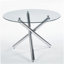 Ensemble de salle à manger 1 + 4,5 pièces, table de salle à manger avec pieds en métal Mid-Century pour 4-6 personnes avec plateau en verre, table de salle à manger à piédestal, table basse de loisirs-854002228