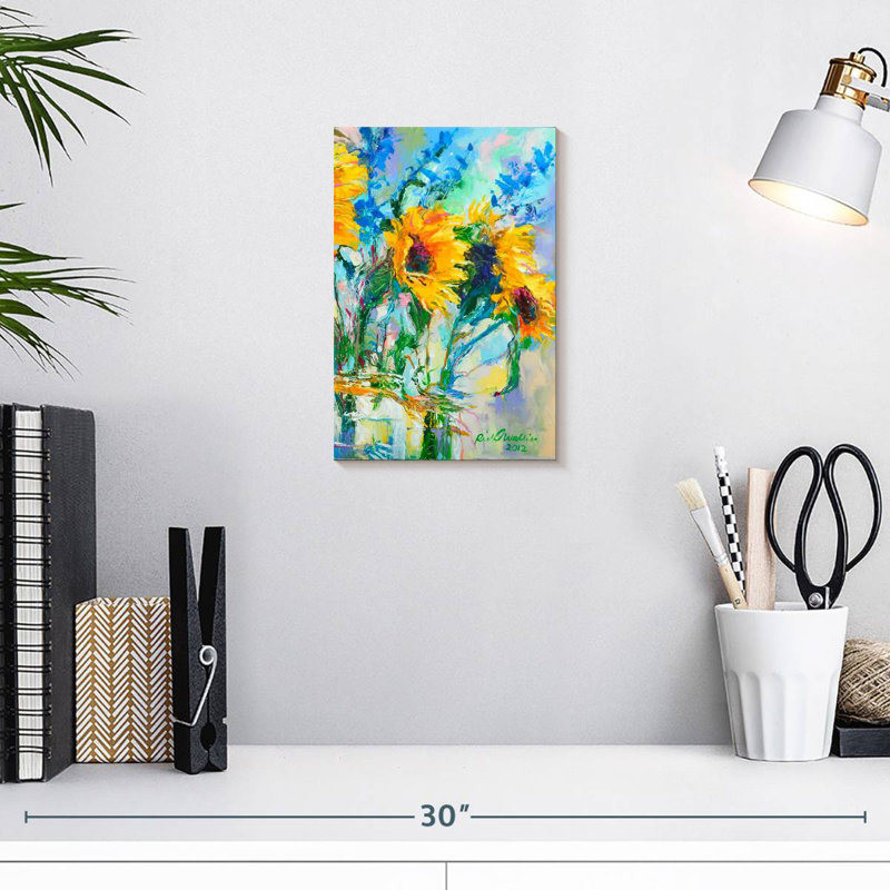 Harnek tournesols dans des bouteilles en verre, H 12 po x l 8 po