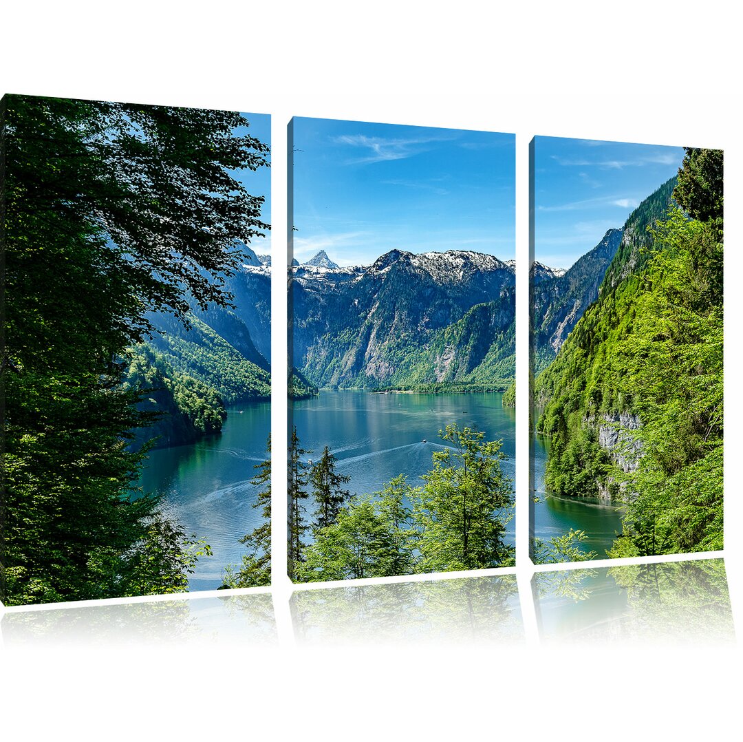 3-tlg. Leinwandbild-Set „Blick auf den Königssee“, Fotodruck