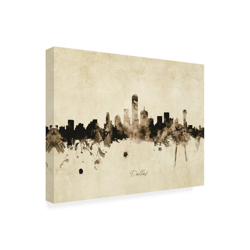 «Michael Texas Skyline Vintage», art de Michael Tompsett, H 24 po x l 32 po x P 2 po