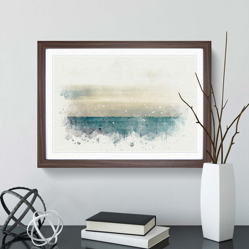 Horizon Rush in Abstract - Picture Frame Graphic Art Print, 27cm H x 36cm W x 2cm D, Walnut Framed