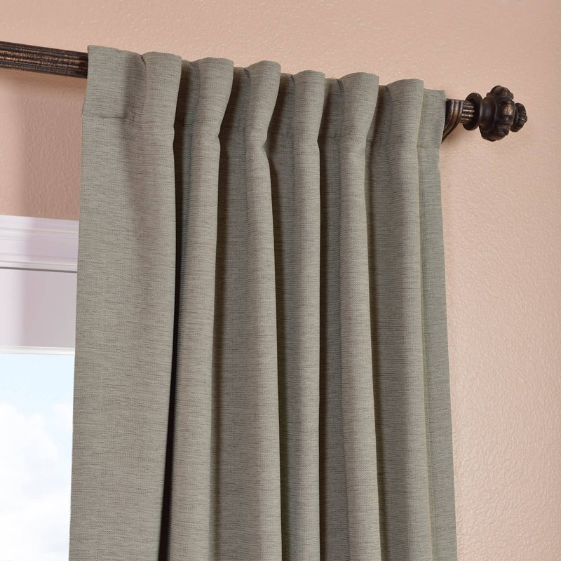 Rideaux obscurcissants en lin synthétique pour chambre et salon Bellino (1 panneau), Thé vert, L 50 po x L 108 po