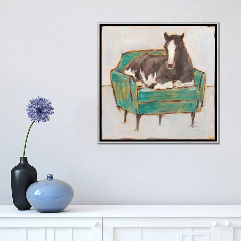 Creature Comforts I by Ethan Harper - Painting, 18'' H x 18'' W x 1.5'' D, No Mat, Silver Framed