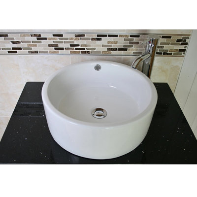 Belfry Bathroom Rickie 420mm L x 420mm W White Ceramic Sink with Tap and Overflow