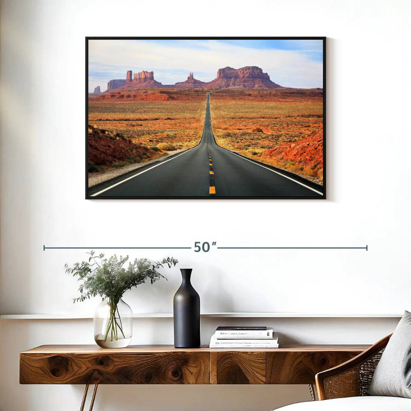 Route célèbre vers Monument Valley, Cadre flottant noir, 37 po x 25 po