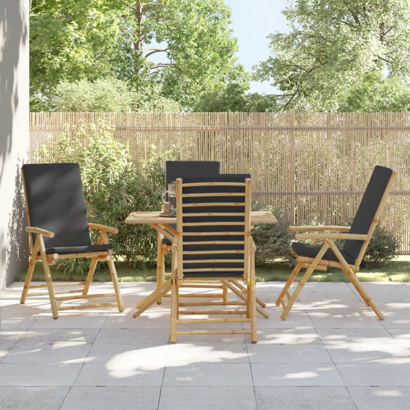  Ensemble de 4 chaises de jardin inclinables gris foncé