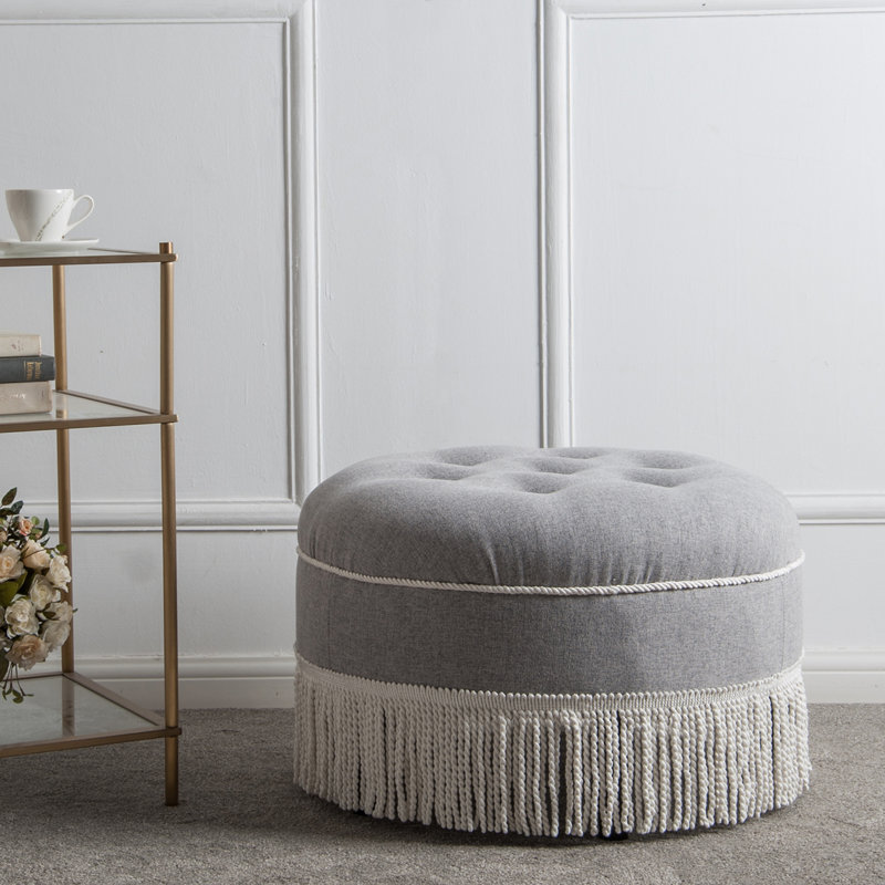 Neptune Upholstered Ottoman, Light Gray