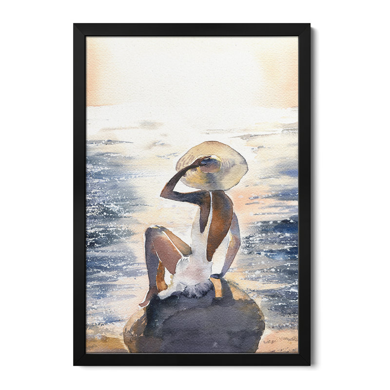 «Woman on a rock», affiche encadrée par Marina Ignatova, H 24 po x l 16 po