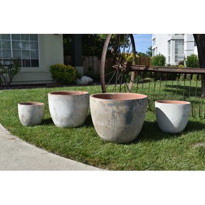 Pots de fleurs en grès Parco sans rebord, grand format, ensemble de 4 - Intérieur/Extérieur