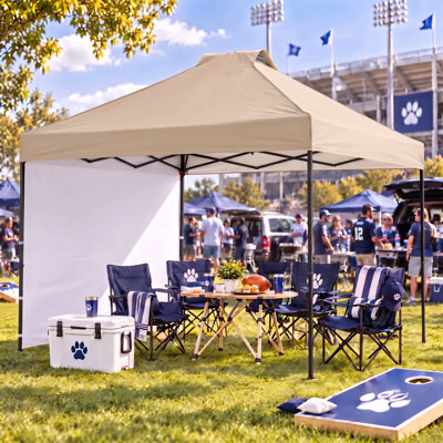 Outdoor Pop-Up Canopy Tent with Sidewall UPF 50+ Sun Protection With Adjustable Height Carry Bag Stakes and Ropes