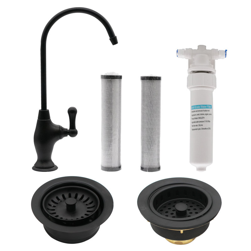 Westbrass Kitchen Faucet with Soap Dispenser, Matte Black