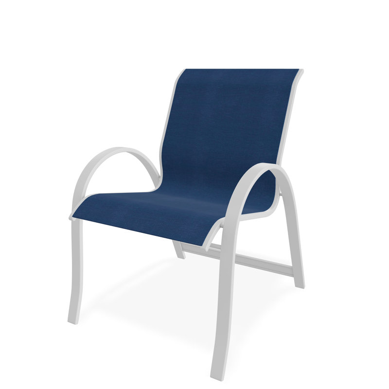 Chaise avec accoudoirs empilable Aruba II, Blanc, Cobalt 35D Sunbrella®