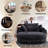 72.6" Black Chenille Oversized Chaise Sofa Bed, No Assembly, Deep Seat & Side Pocket-670635657
