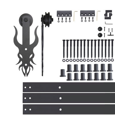 Black Rustic Imperial Design Non-Bypass Single Track One Door Hardware Kit ( Door Not Included)