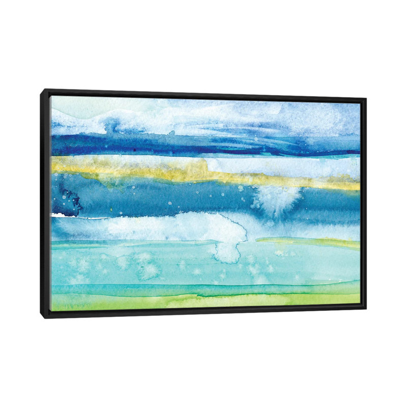 « golfe shore ii », reproduction d’art sur toile, H 18 po x l 26 po x P 1,5 po, Toile avec cadre noir, Pas de tapis