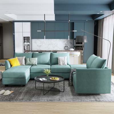 33.9" H Modular Reversible U-Shaped Sectional with Storage