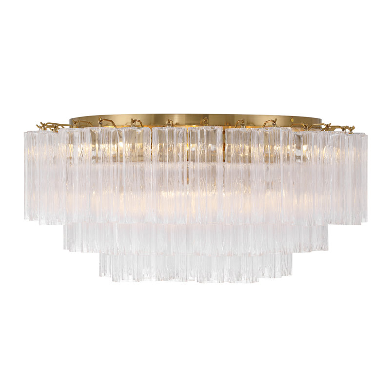 Shaurya 16 Light Aged Brass Flush Mount, Laiton vieilli / transparent