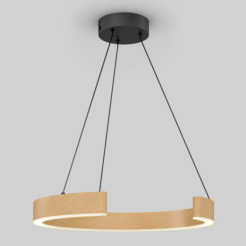 Luminaire suspendu DEL pour salle à manger Keltner, effet bois
