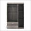 Armoire 3 portes avec 2 tiroirs, effet grain de bois, design épuré moderne pour un rangement organisé et élégant