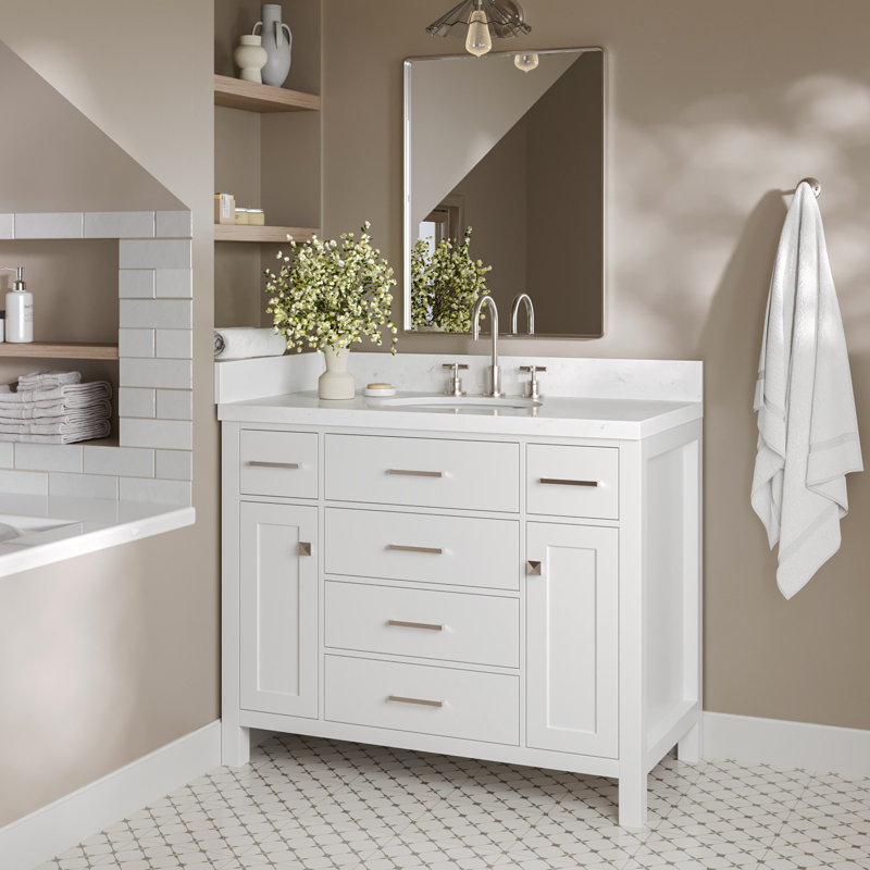 Macnair Single Bathroom Vanity with Quartz Top, White, 60"