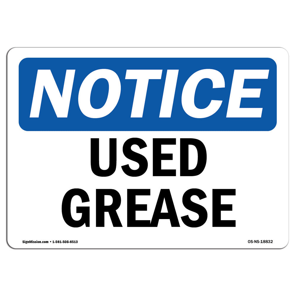 SignMission Used Grease Aluminum Sign 12 x 18 | Wayfair