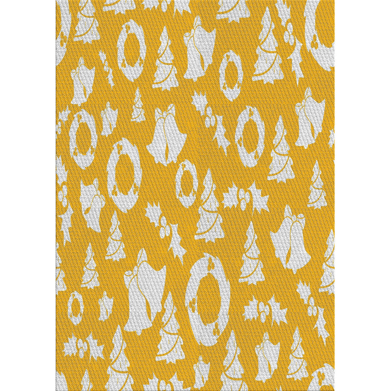 Jaune Gauss/Tapis décoratif blanc, Rectangle 7 pi x 10 pi
