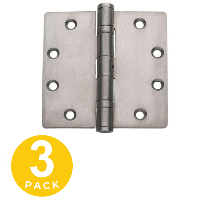 4.5 in. x 4 in. Full Mortise 5/32 in. Radius Ball Bearing Hinge with Non-Removable Pin, Satin