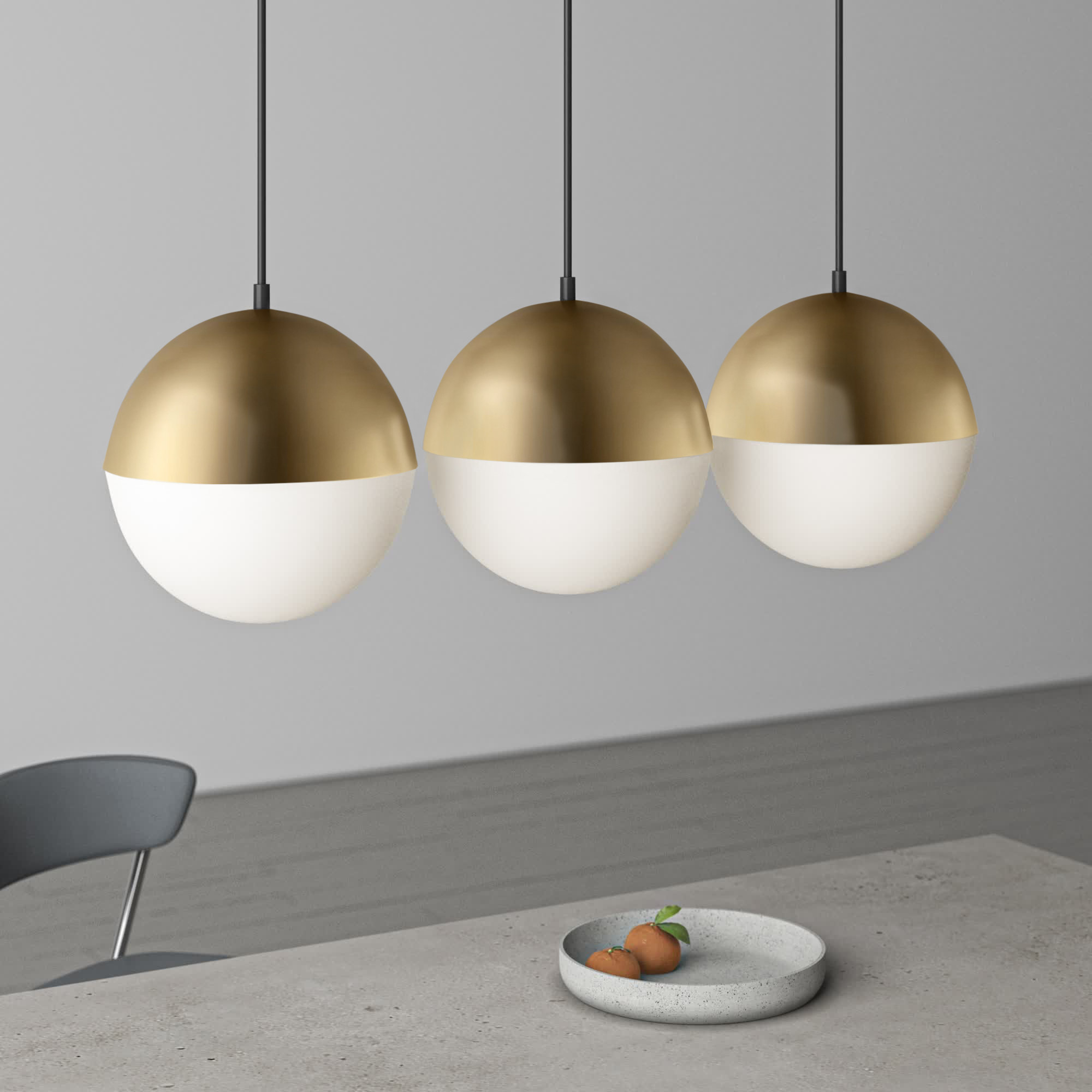 Hastings 3 Light Glass Dimmable Pendant, Metallic Gold