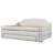 Upholstered Full Size Daybed with LED Belt, Trundle and Three Drawers, Beige-1833071497