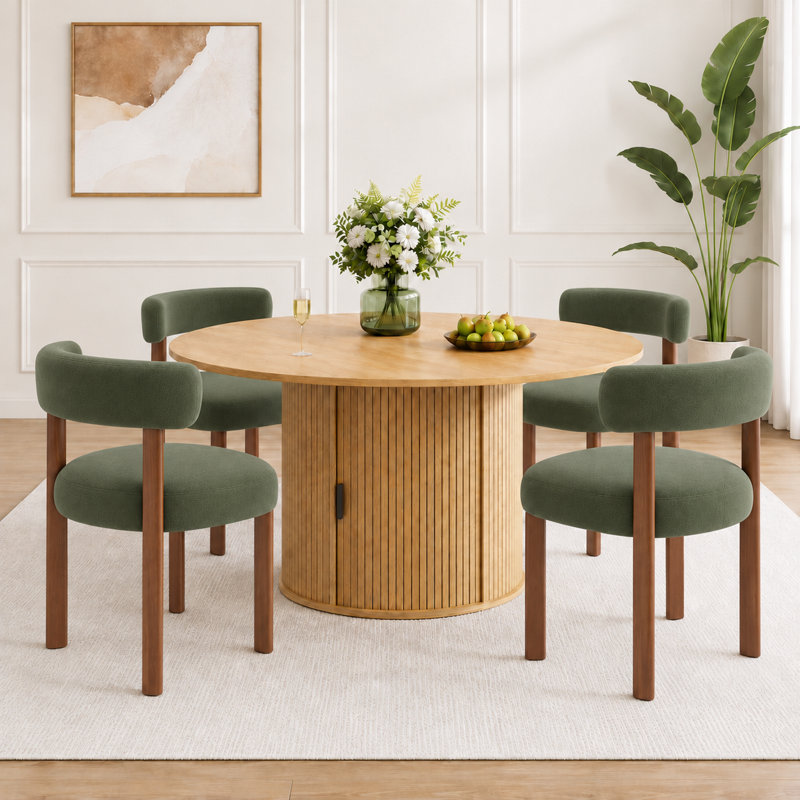 Ensemble de table et de chaises de salle à manger extensibles modernes pour 4 à 6 personnes avec rangement dissimulé et 4 chaises rembourrées
