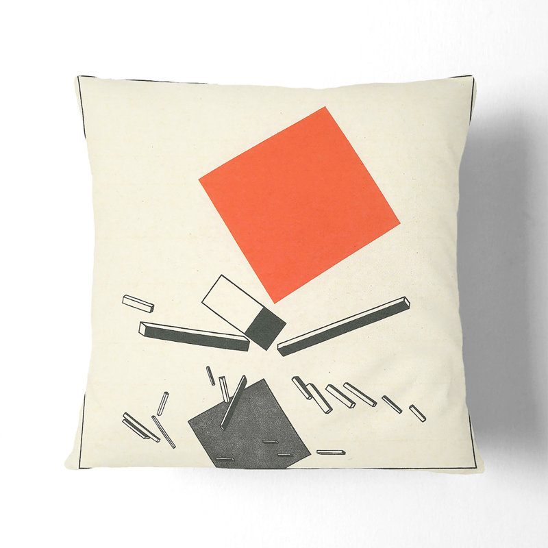 Two Quadrants Square Throw Cushion, Black, 40cm H x 40cm W x 15cm D