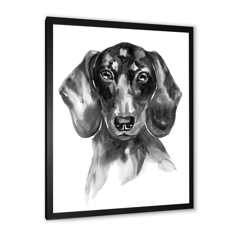 Sweepy The Dachshund Ii - on, Impression noire sur toile encadrée, H 20 po x l 12 po x P 1 po