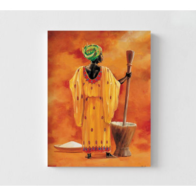African Women Print Boutique Wall Art, Original African Artwork Master Bedroom Remodel Idea, Warm Tone Living Room Wall Art