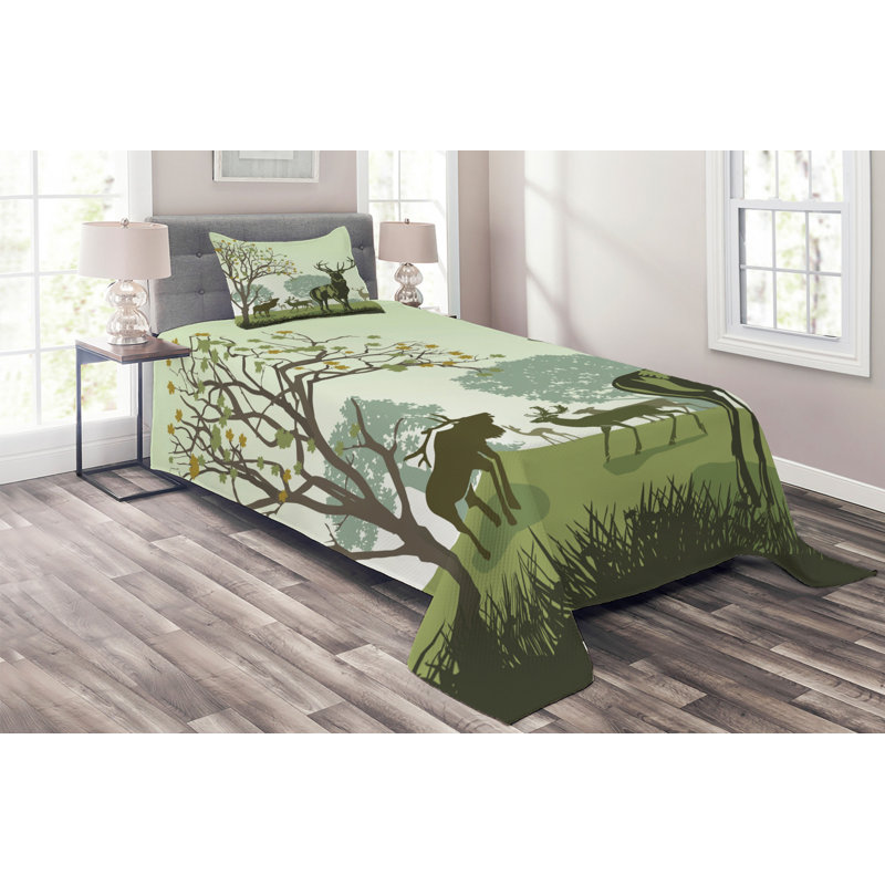 Rustic Polyester Coverlet, Twin Bedspread + 1 Sham