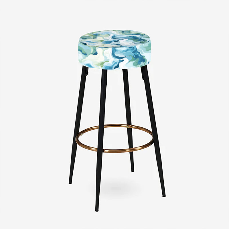 Ensemble de 2 tabourets de bar abstraits bleu éthéré camouflage