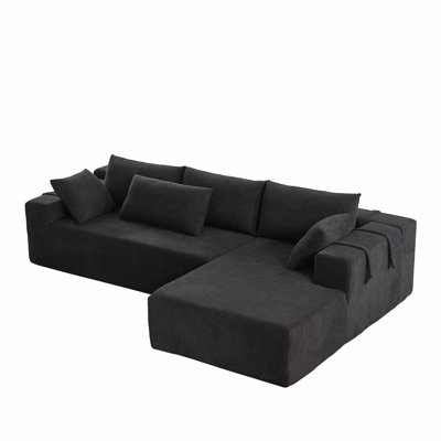 Modern Chenille Upholstered Sectional Sofa Couch Set (Chaise)