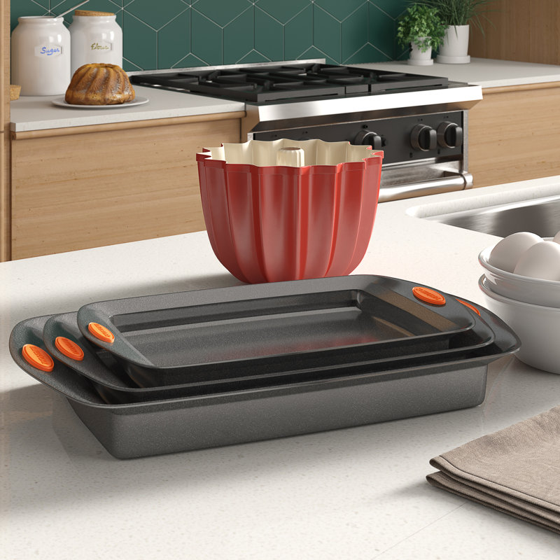 Gray Carbon Steel Non-stick 3-Piece Baking Sheet Pan Set