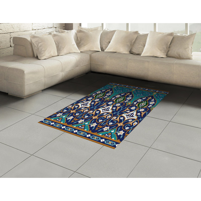 Tapis décoratif à longues fibres Folkloric, Rectangle— 4 pi x 5 pi 8 po