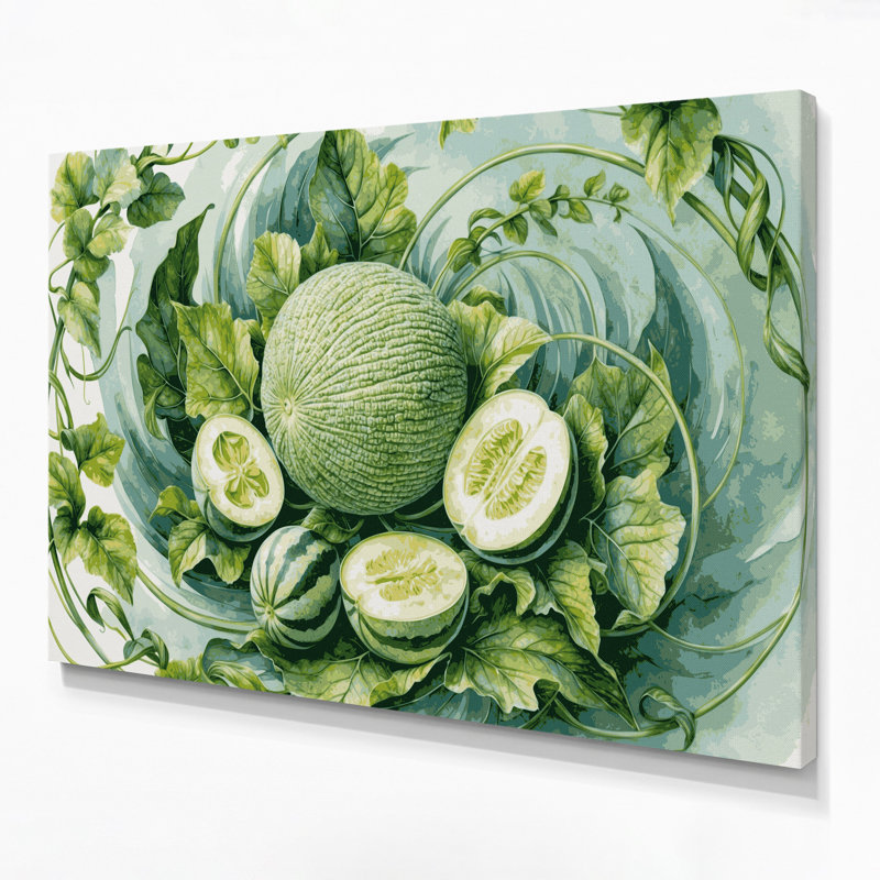 Art mural sur toile vert légumes Melon, H 11 po x l 14 po