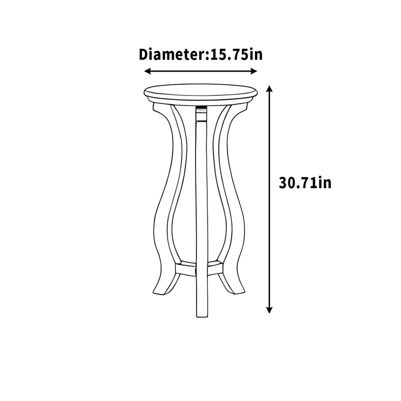 Support à fleurs rétro en bois massif,  H 30,71 po x L 15,75 po x P 15,75 po