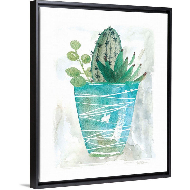 Art mural sur toile Summer Cactus, H 40 po x l 32 po x P 1,75 po, Toile avec cadre noir