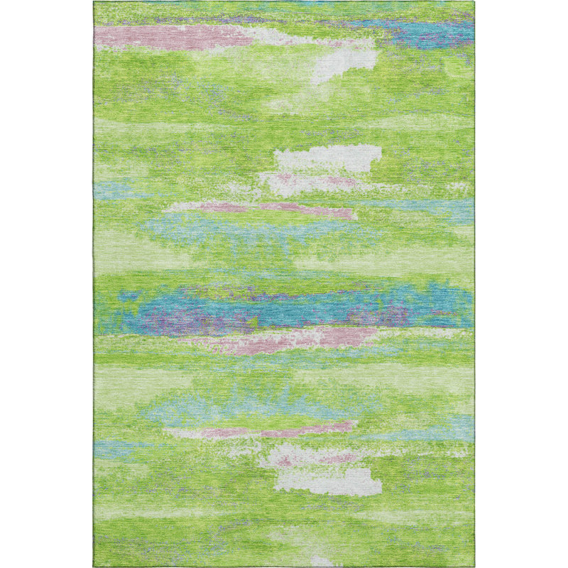 Premium Machine Washable Prisco Lime Rug, Rectangle 8' x 10'