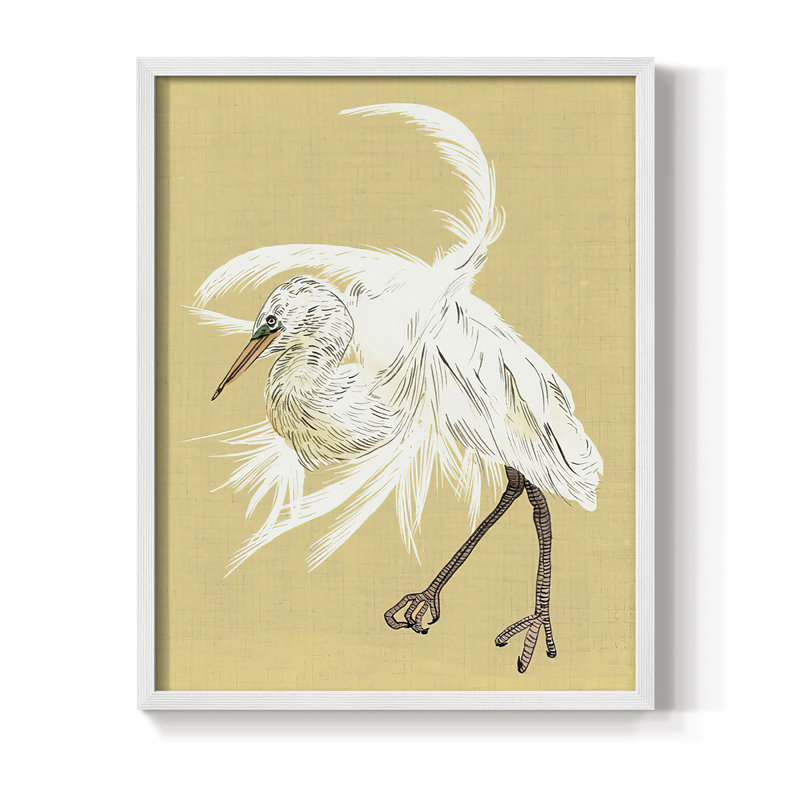 Heron Plumage VI, reproduction encadrée - bois massif, Blanc, H 10 po x l 8 po