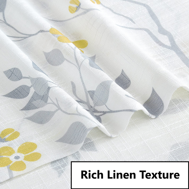 Semi Sheer Curtain Panel Pair, 127cm Width x 182.88cm Drop, Yellow