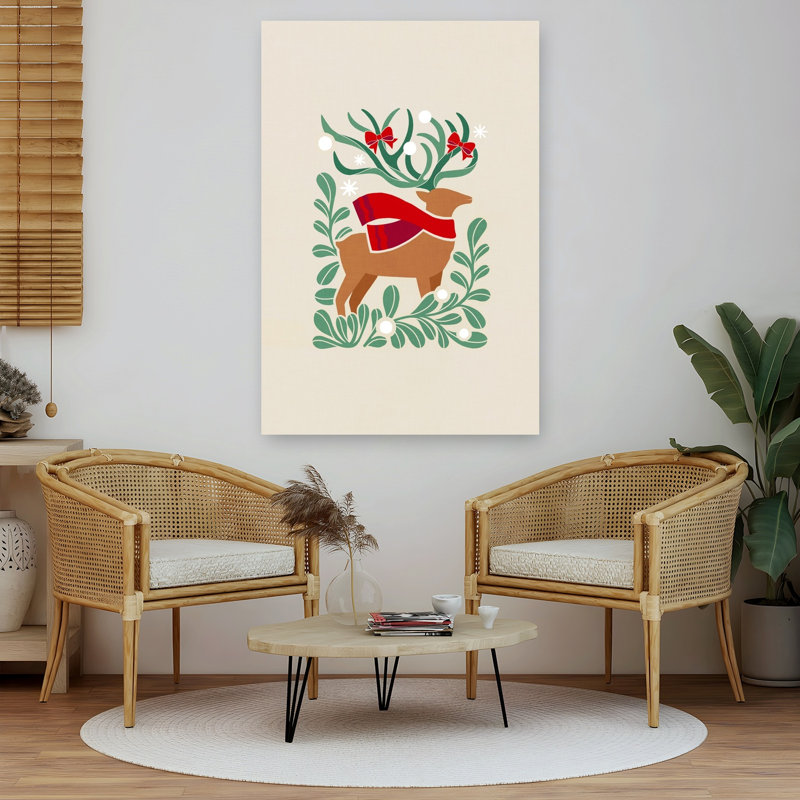 Cozy Christmas Deer Elegant Modern Abstract, H 60 po x l 40 po